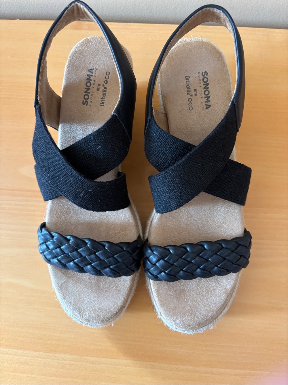 Sonoma Black Braided Strap Slingback Wedge Sandal